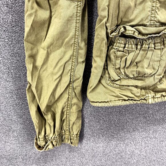 Hollister Parka Jacket Junior Large Olive Green Adjustable strings button pocket - Picture 5 of 16